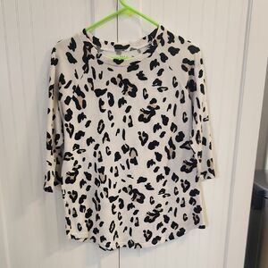 Tickled Teal Black and White Animal Print Top